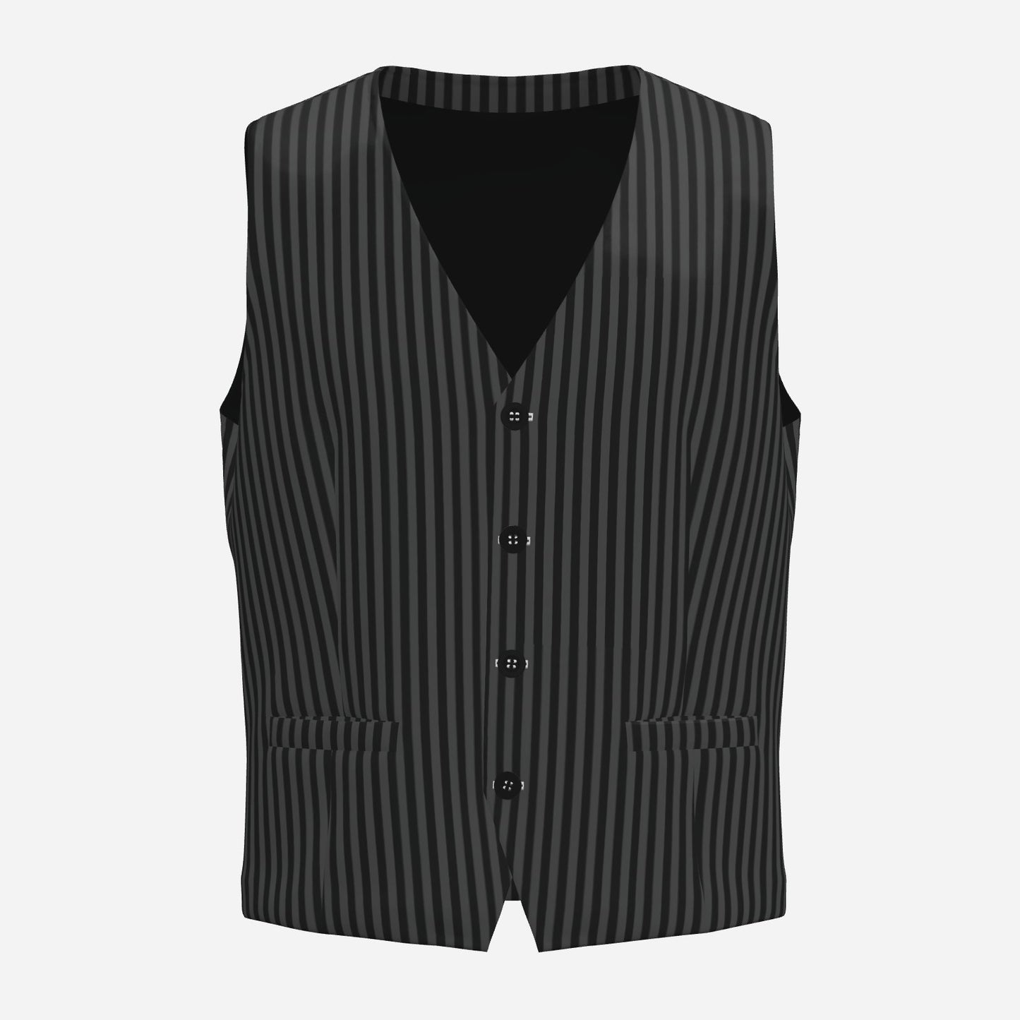 Mens Fancy Vest Dashing Vampire Black Pinstripe Waistcoat