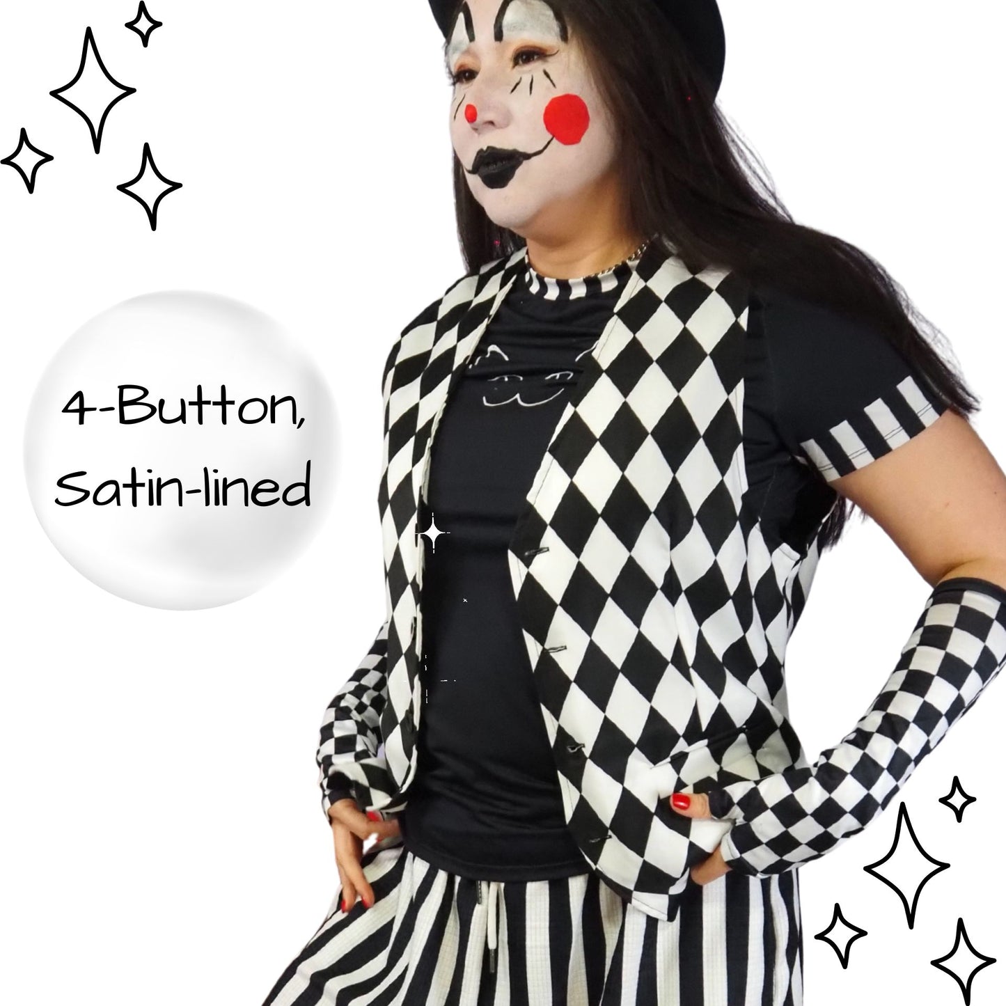 Harlequin Pierrot Jester Vest Mens Fancy Waistcoat