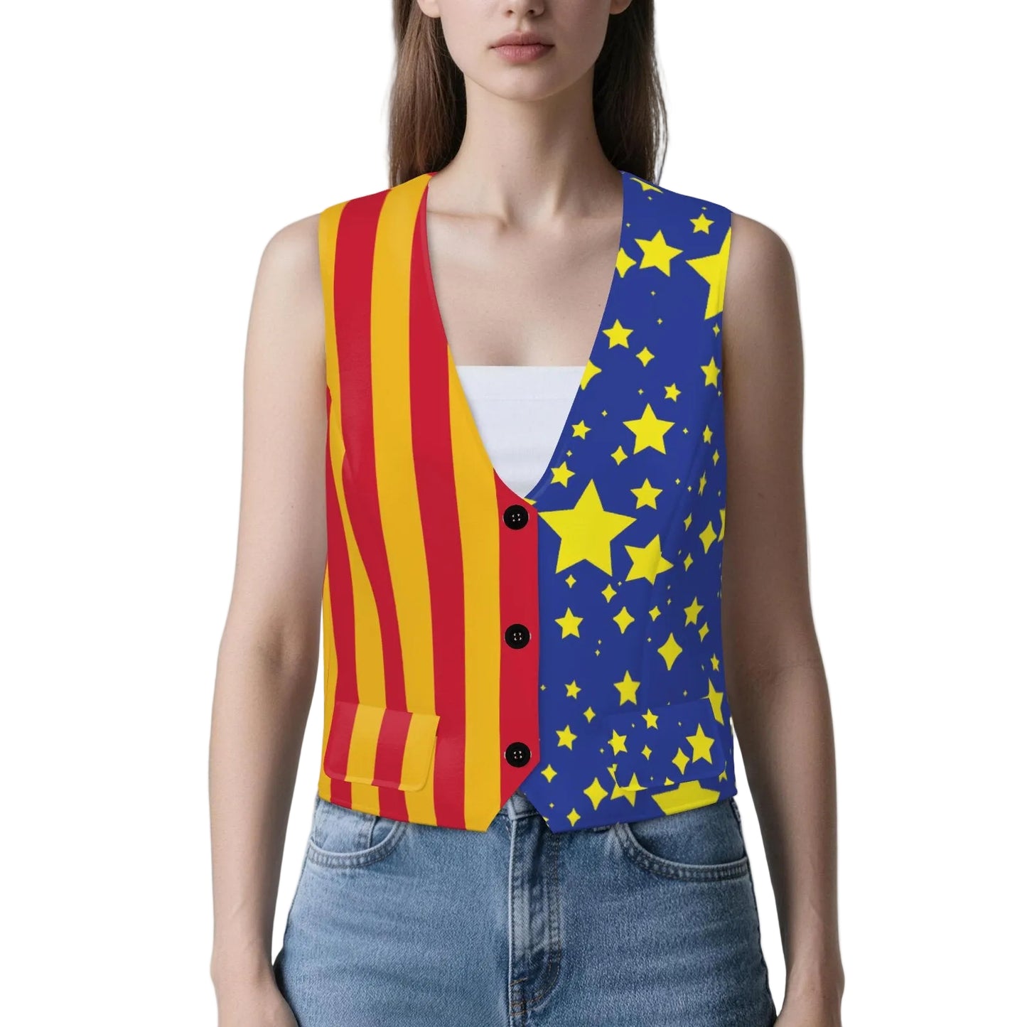 Night Star Sun Stripe Jester Femme Vest 