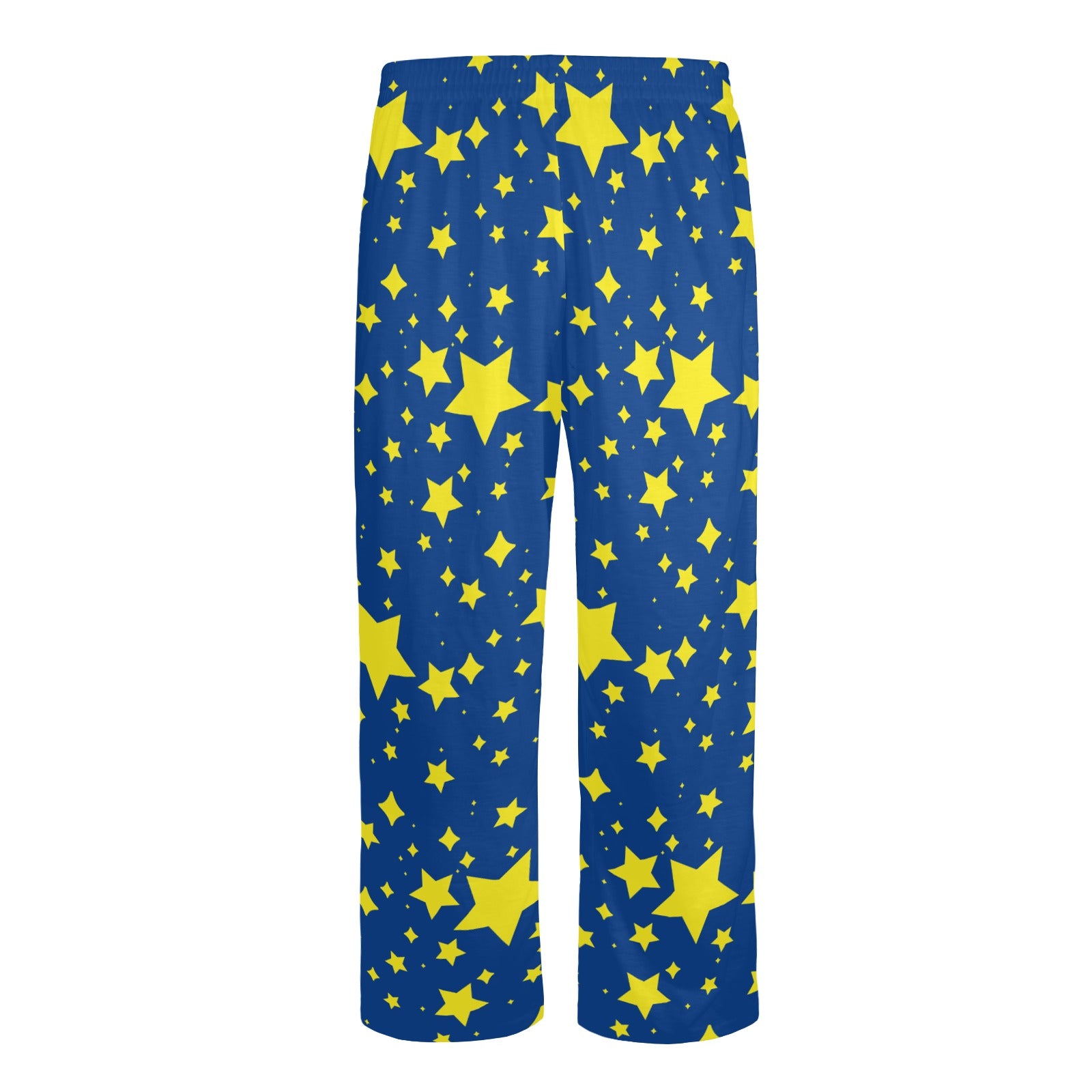 blue with yellow stars baggy pajama pants