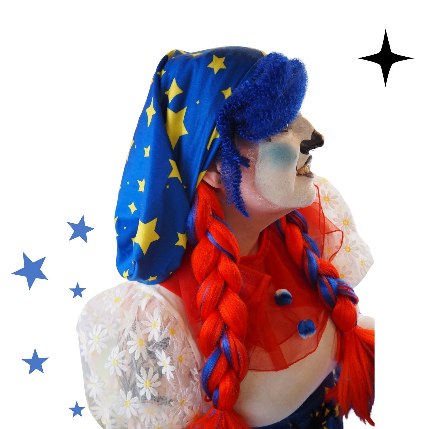 Snood Into The Blue Stripe Ren Faire Beanie Cap Jester Hat