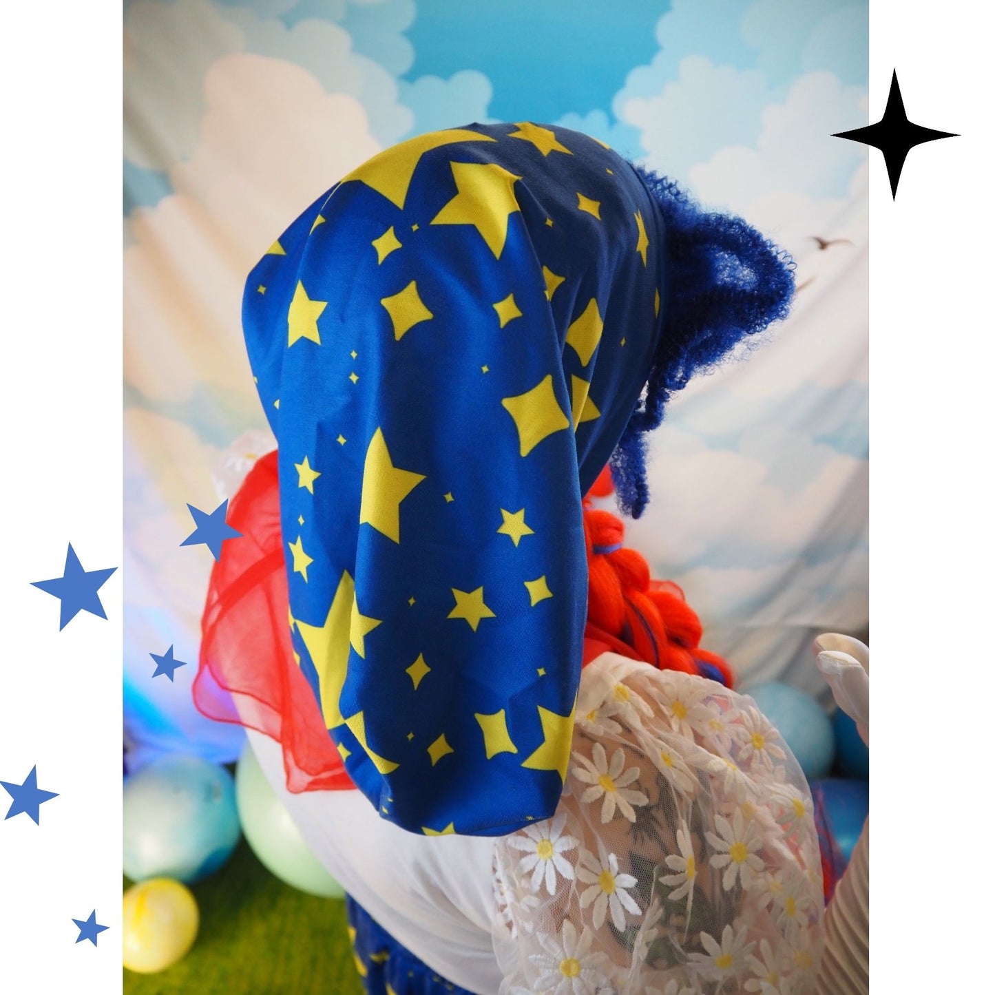 Snood Into The Blue Stripe Ren Faire Beanie Cap Jester Hat