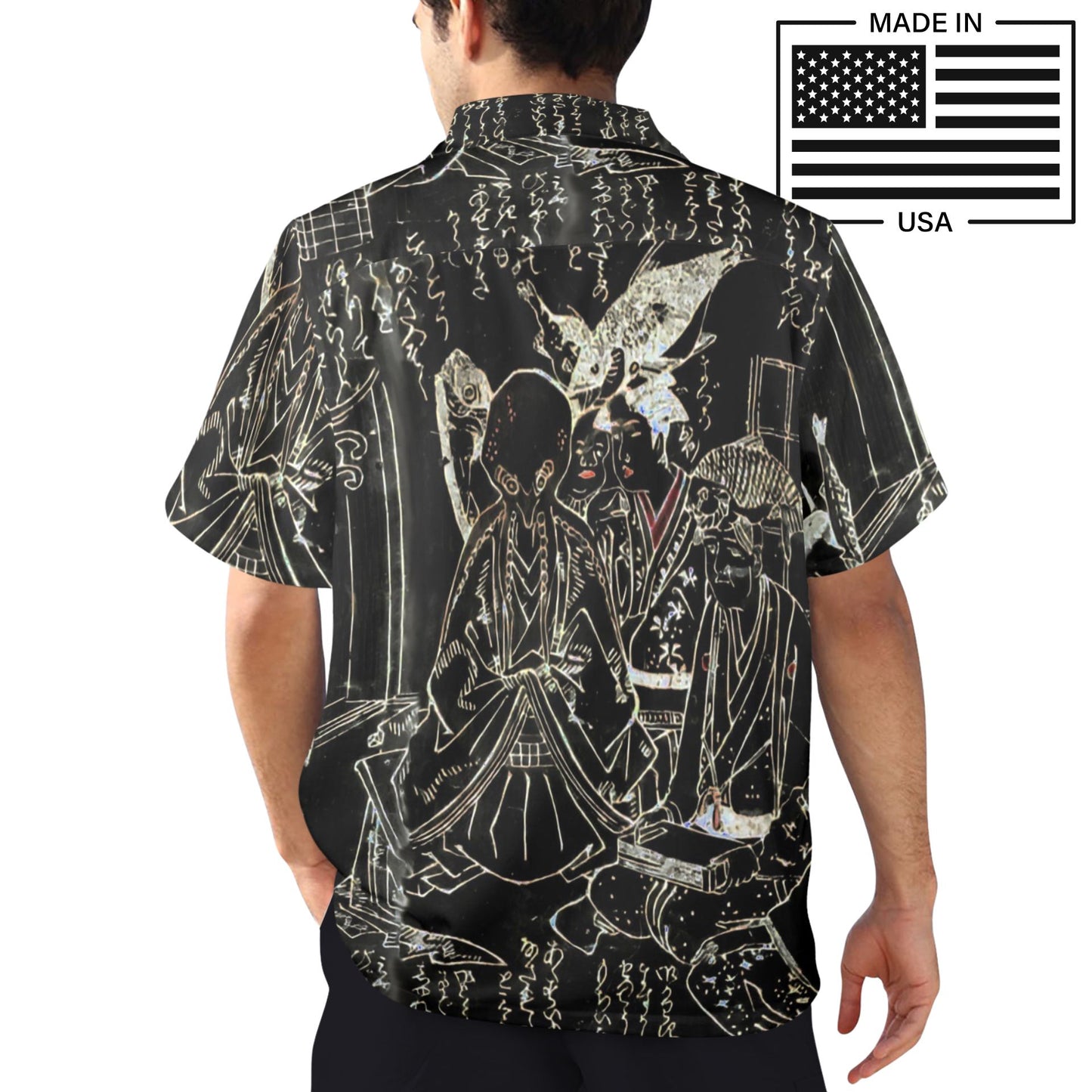 Ukiyoe Cthulhu Mens Hawaiian Shirt