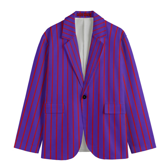 Okie Dōke Pinstripe Suit Jacket Purple with Red Stripes