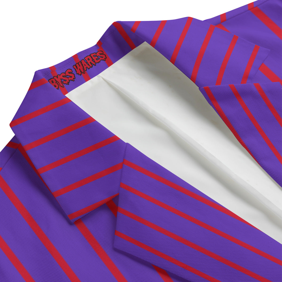 Purple fabric with red stripes and 'AbyssWares' branding.