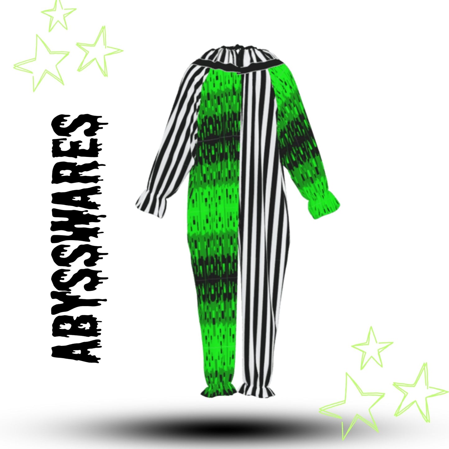 Overglow Jester Stripe Clown Suit w Collar Set