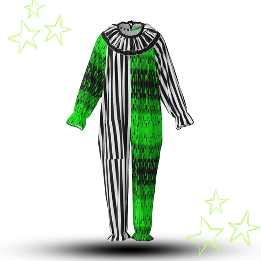 Overglow Jester Stripe Clown Suit w Collar Set
