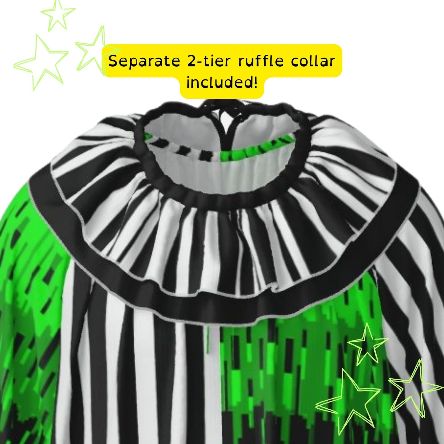 Overglow Jester Stripe Clown Suit w Collar Set