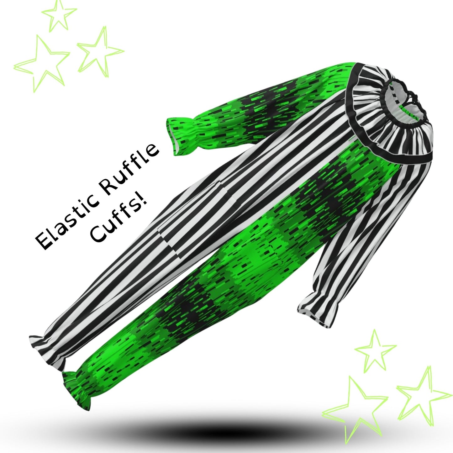 Overglow Jester Stripe Clown Suit w Collar Set
