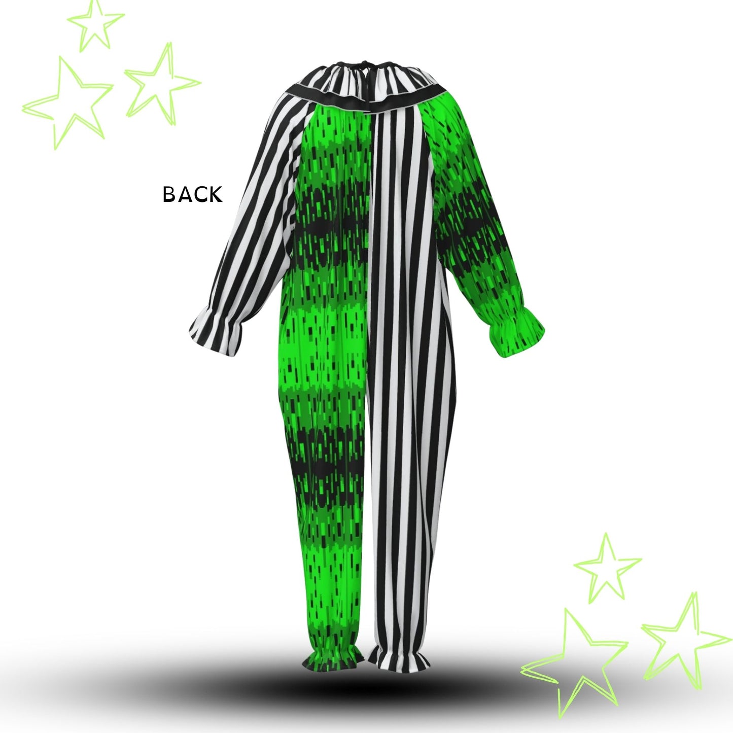 Overglow Jester Stripe Clown Suit w Collar Set
