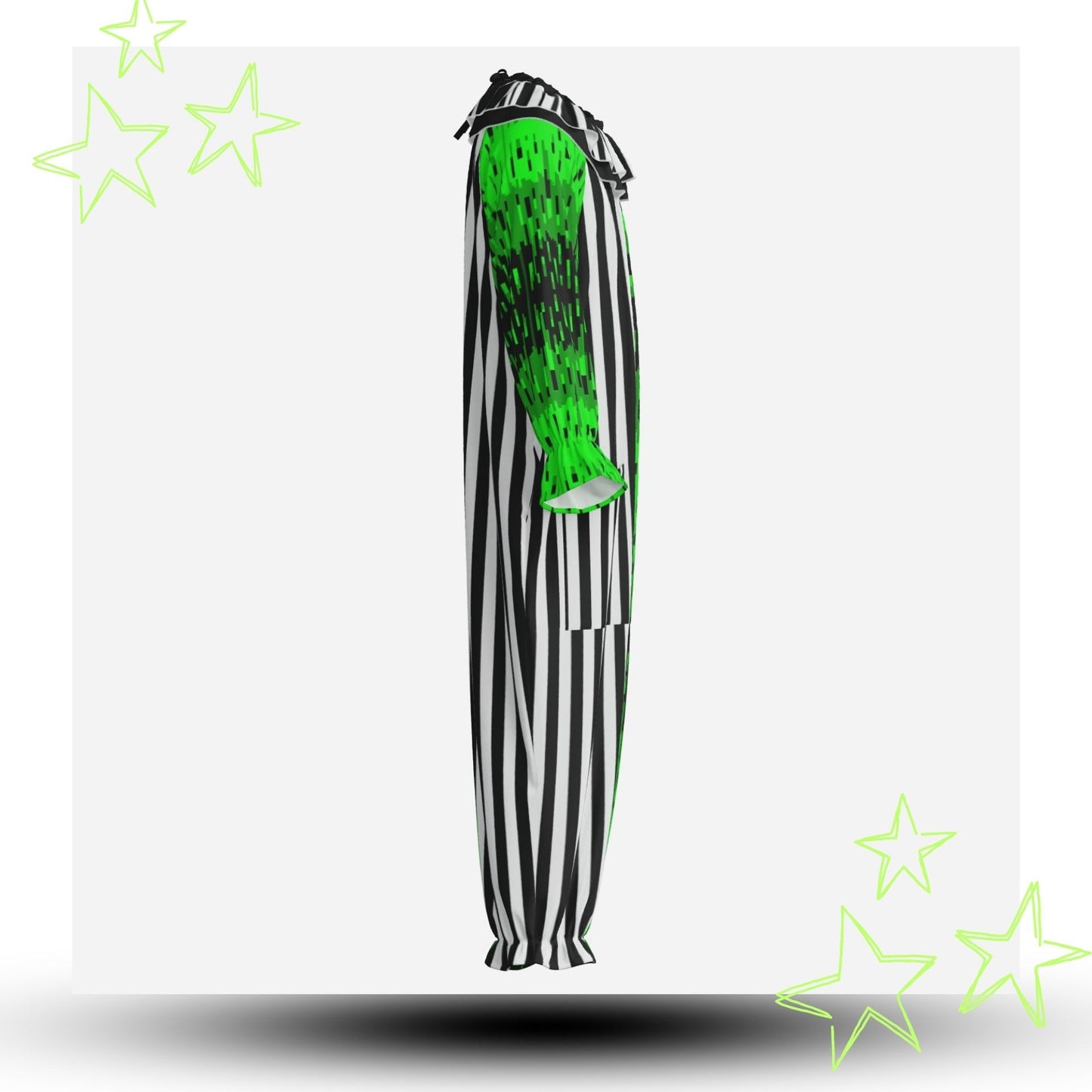 Overglow Jester Stripe Clown Suit w Collar Set