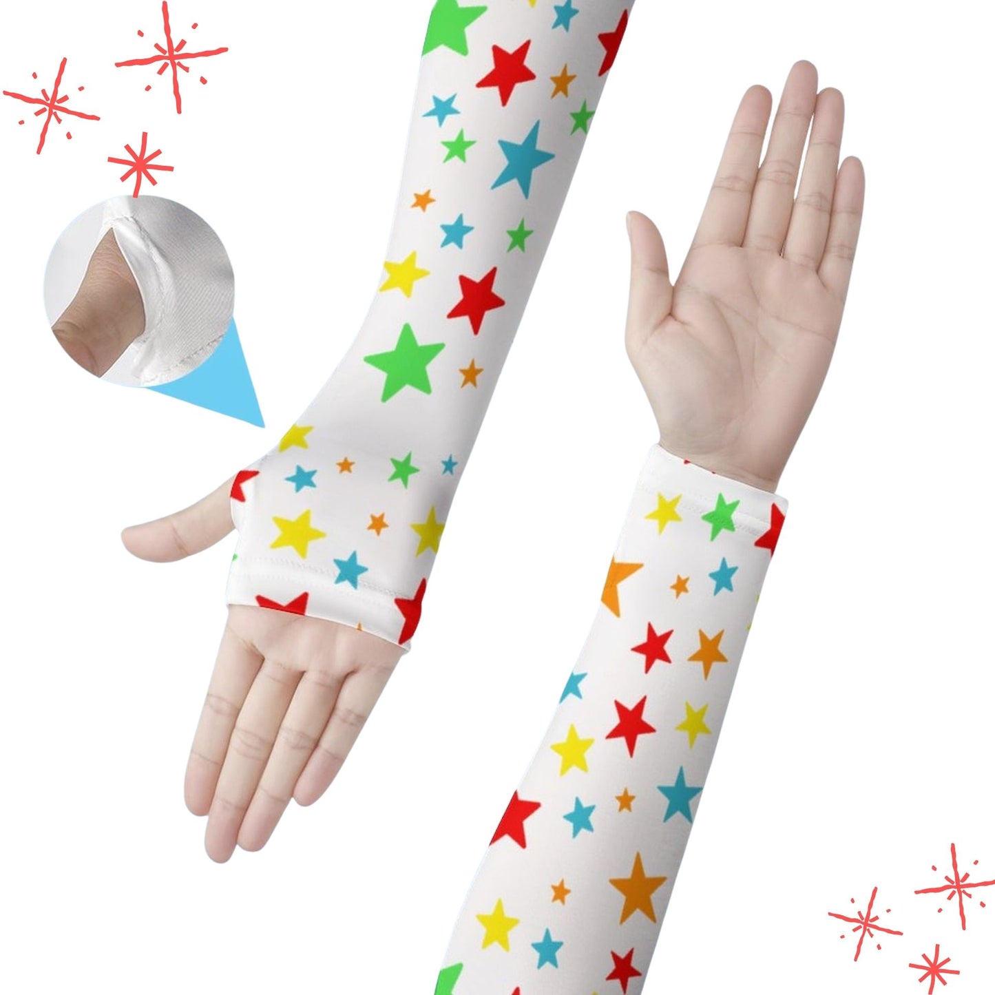 Party Poobah Stars Long Fingerless Gloves Arm Sleeves