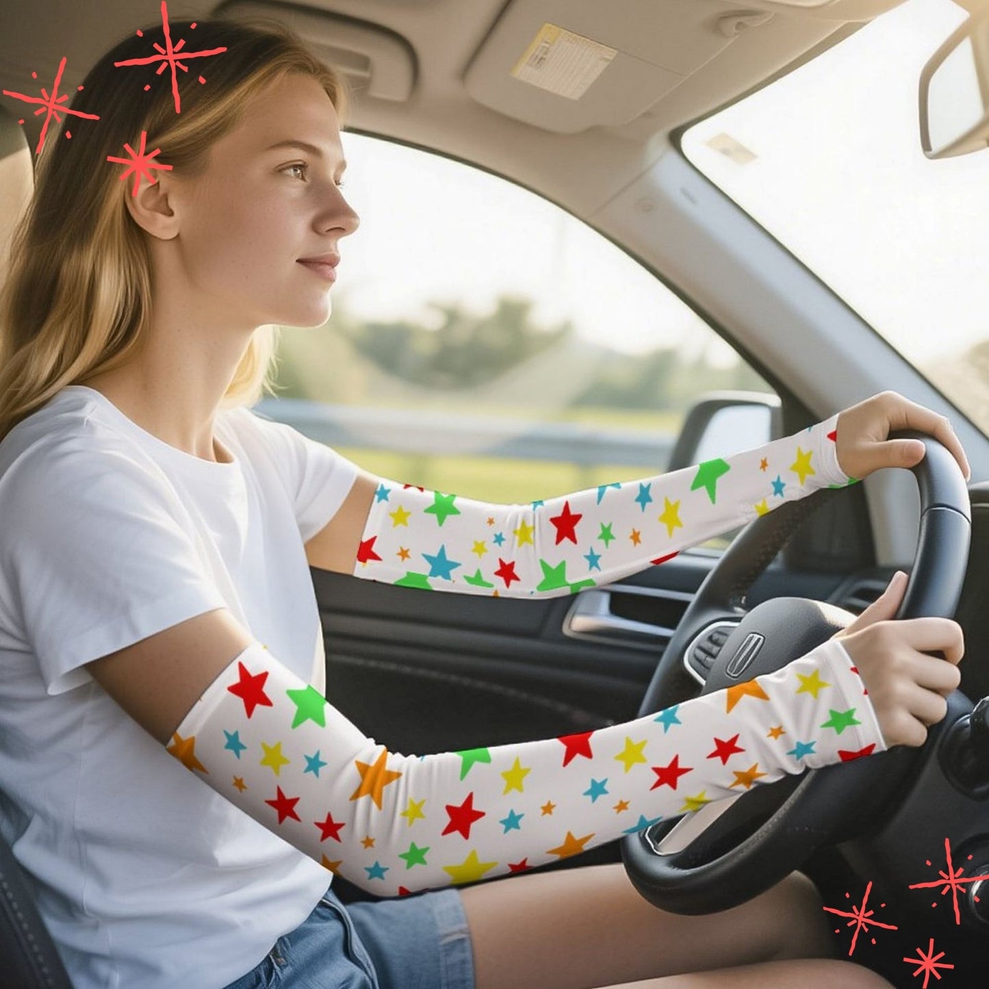 Party Poobah Stars Long Fingerless Gloves Arm Sleeves