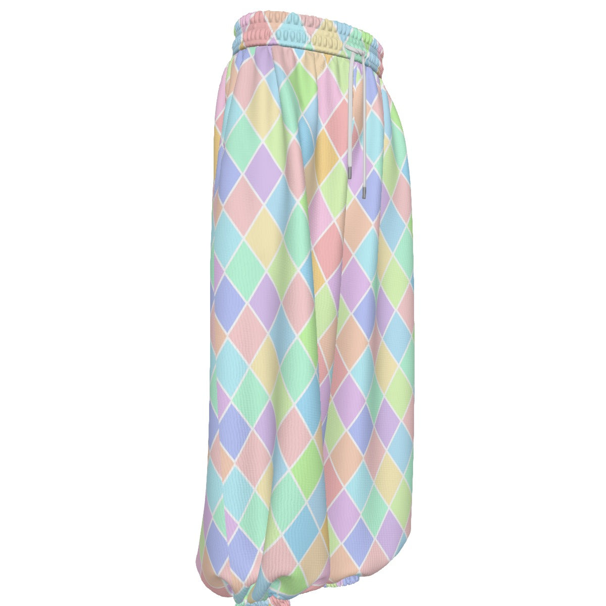 Pastel Harlequin Jester Clown Pants Velvet Waffle Knit