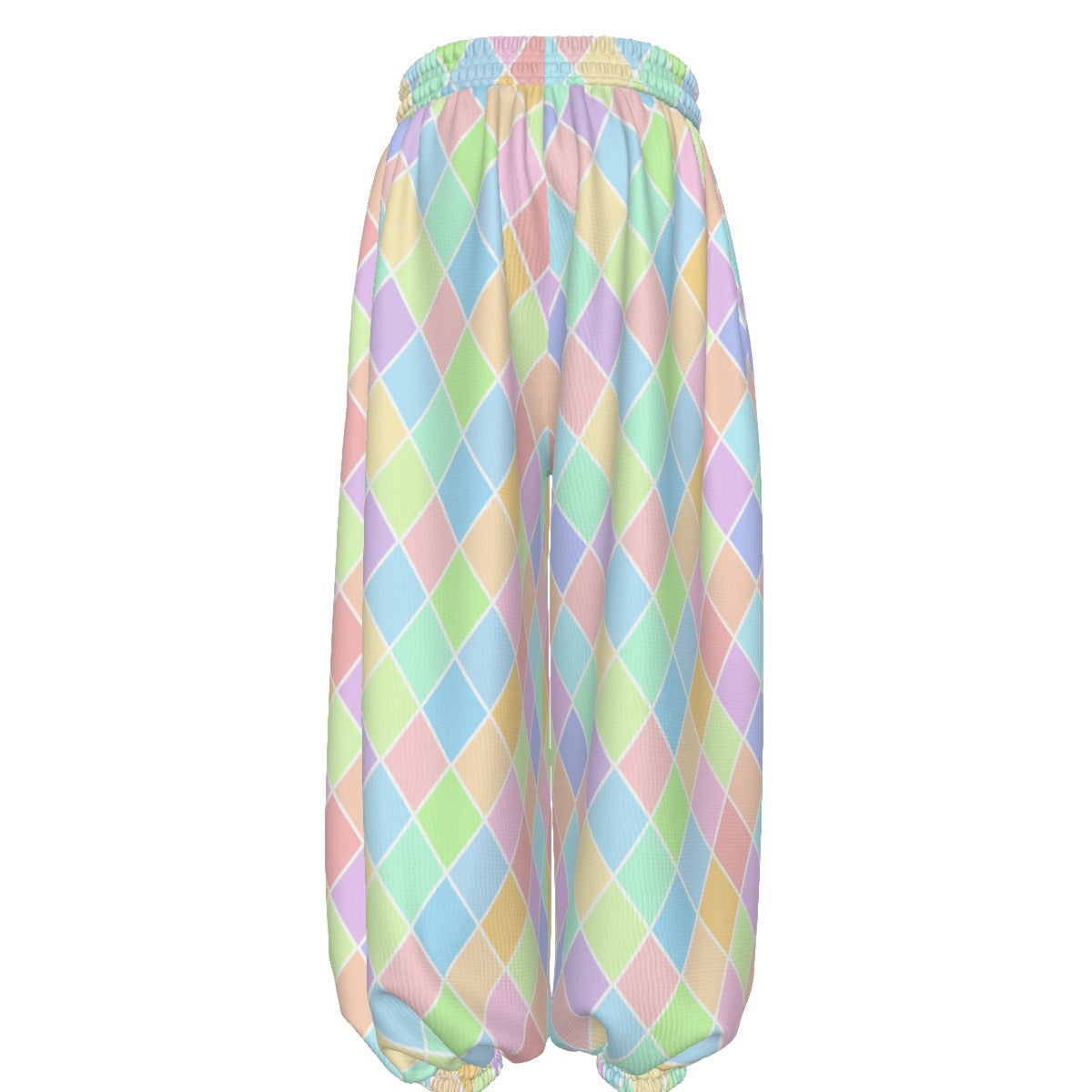 Pastel Harlequin Jester Clown Pants Velvet Waffle Knit