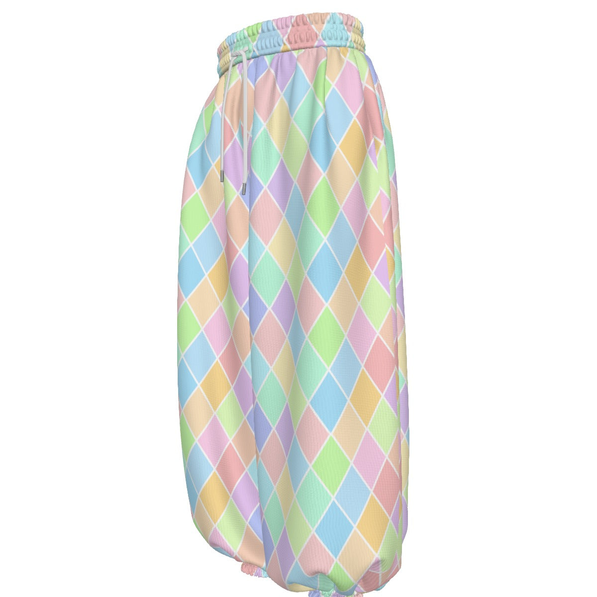 Pastel Harlequin Jester Clown Pants Velvet Waffle Knit