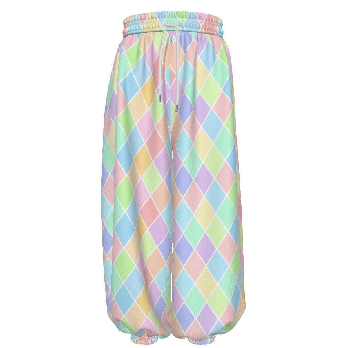 Pastel Harlequin Jester Clown Pants Velvet Waffle Knit