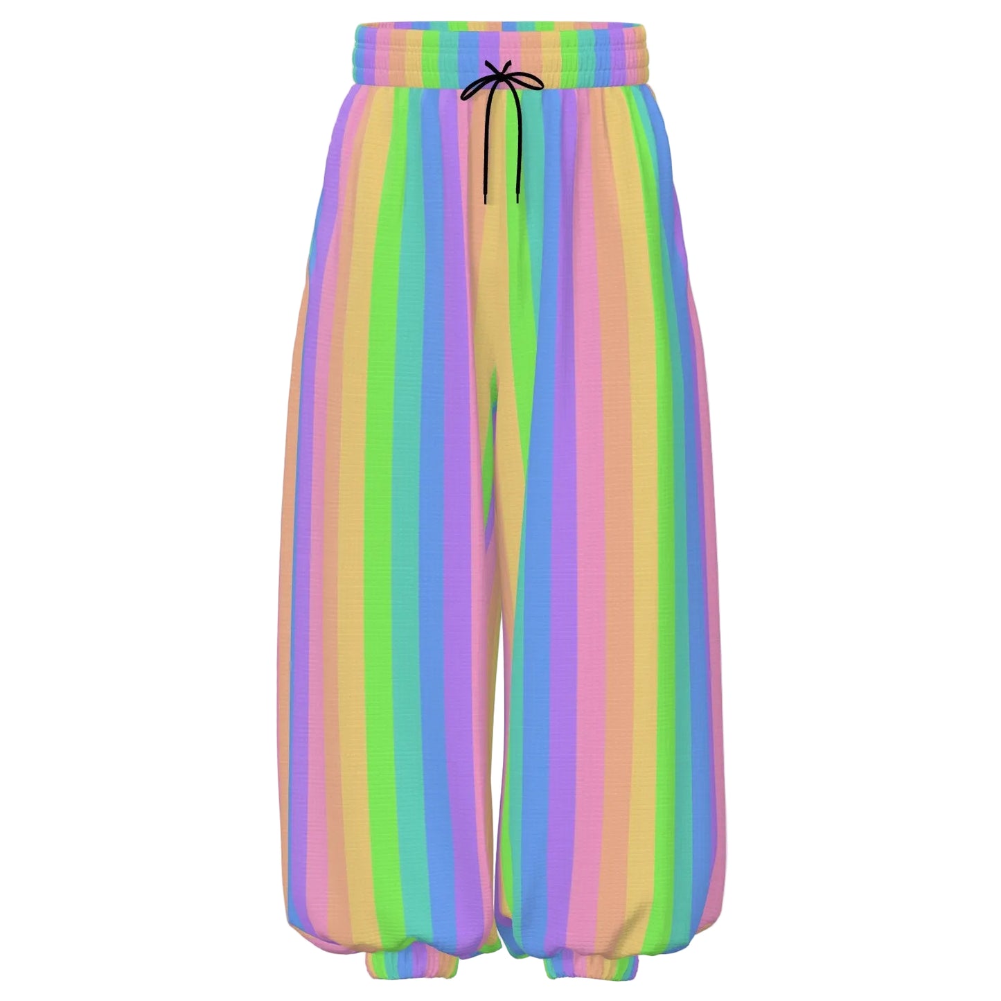 Pastel Rainbow Stripe Clown pants sport waffle fabric 