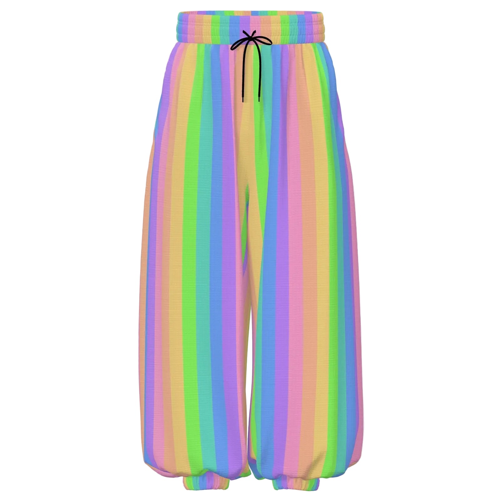 Pastel Rainbow Stripe Clown pants sport waffle fabric 