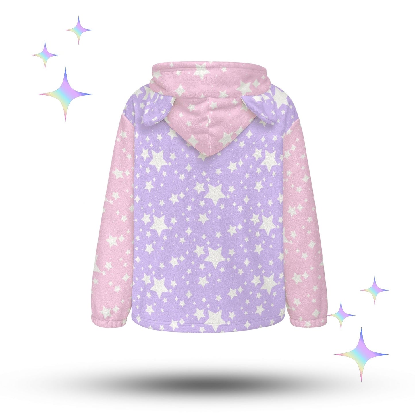 Pastel Stardust Cat Ear Zip Up Hoodie