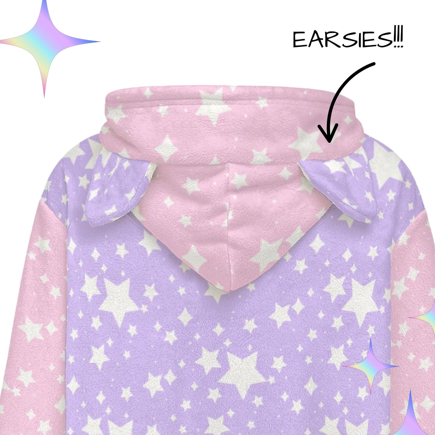 Pastel Stardust Cat Ear Zip Up Hoodie