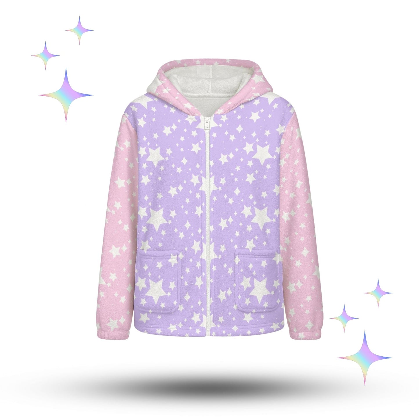 Pastel Stardust Cat Ear Zip Up Hoodie