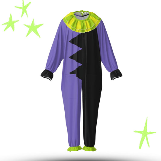 Periwinkle Pandemonium Jester Clown Suit n Ruffle Collar