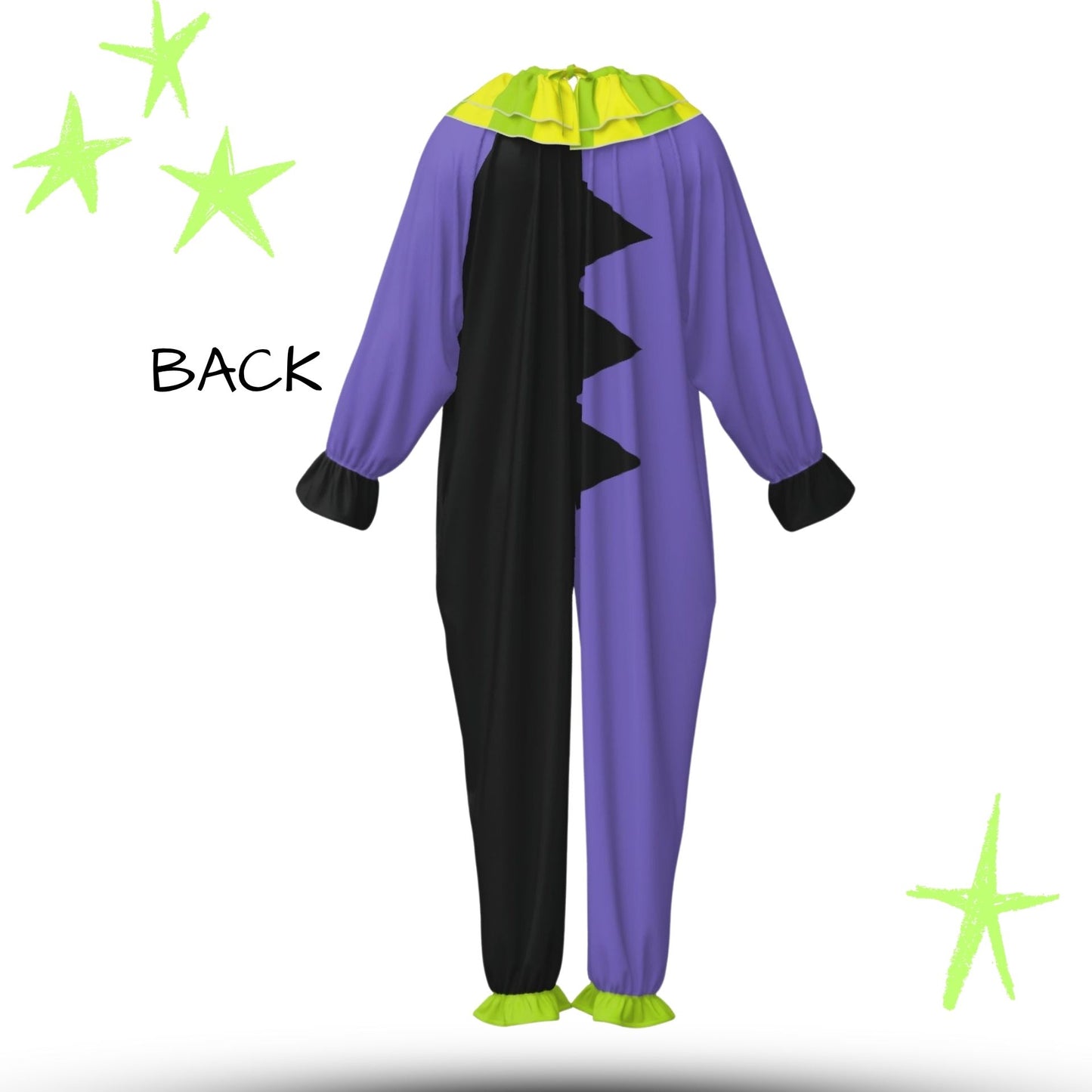 Periwinkle Pandemonium Jester Clown Suit n Ruffle Collar
