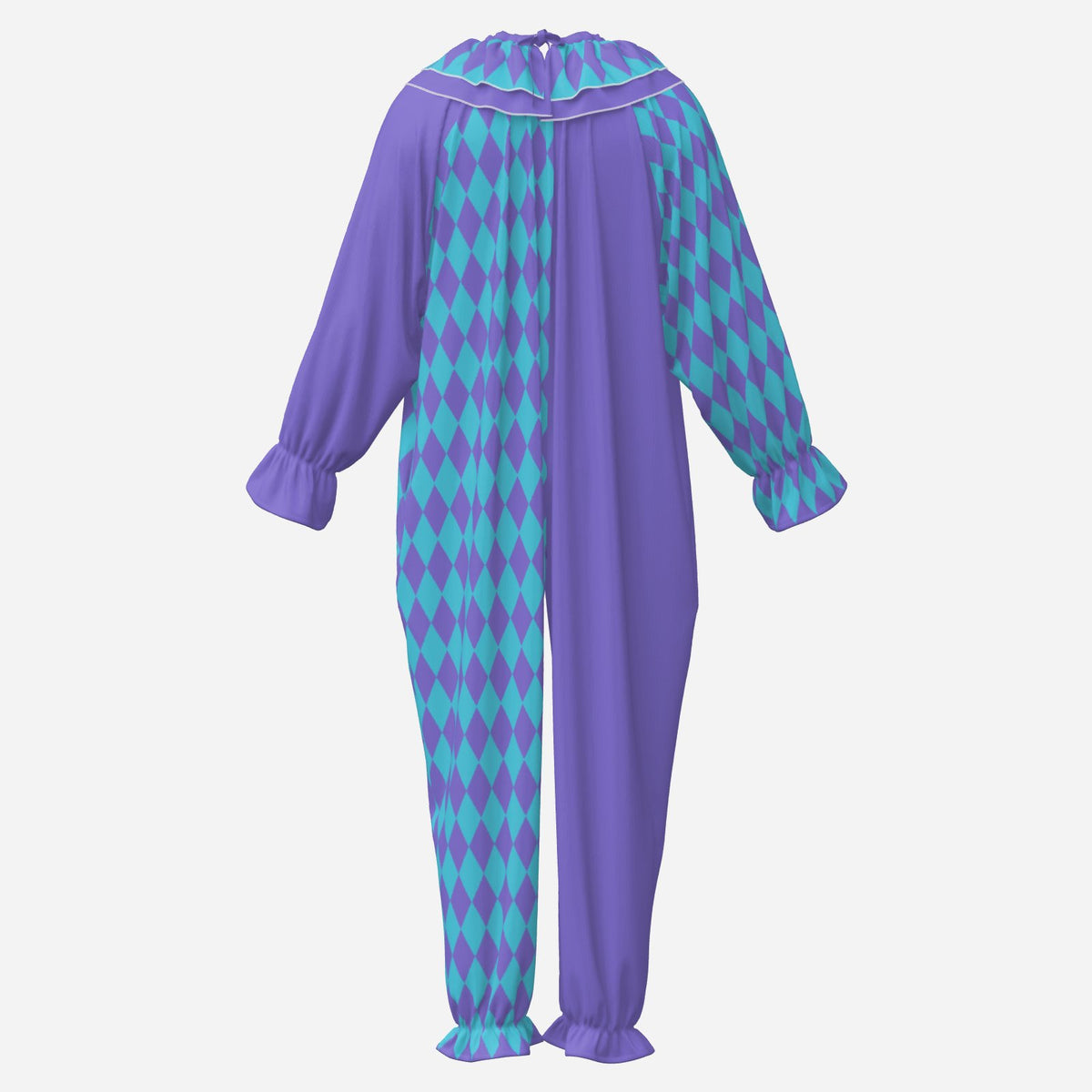 Circus Coveralls Periwinkle Purple Blue Sky Harlequin Pro Clown Suit Collar Set