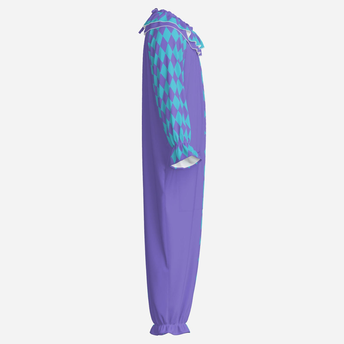 Circus Coveralls Periwinkle Purple Blue Sky Harlequin Pro Clown Suit Collar Set