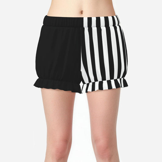 Pufflette Pants Pierrot Stripe Black White Split Puffy Jester Bloomers Clown Shorts