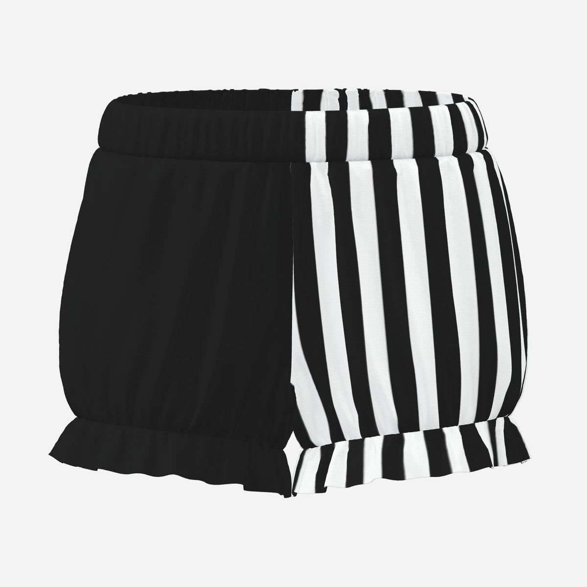 Pufflette Pants Pierrot Stripe Black White Split Puffy Jester Bloomers Clown Shorts