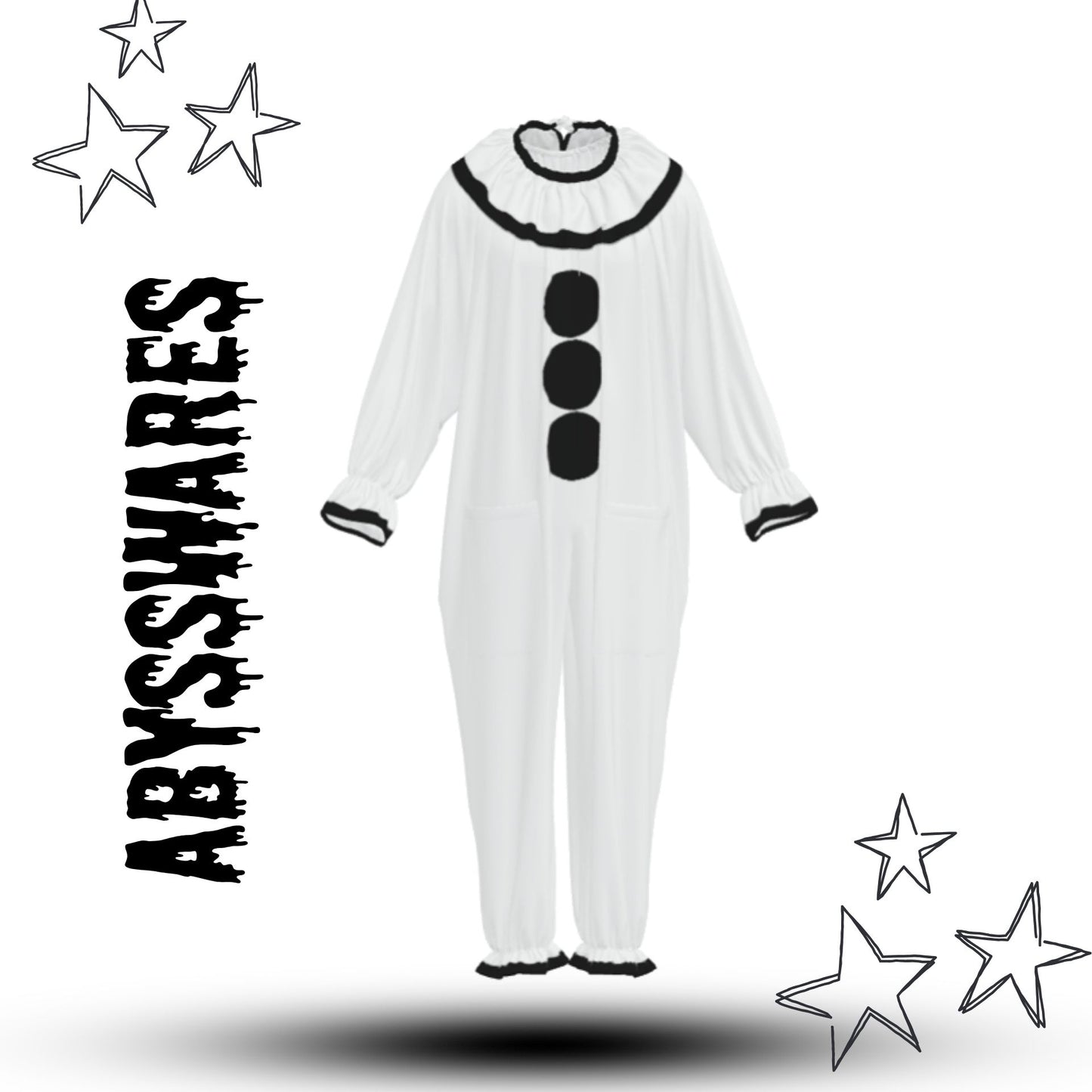 Pierrot Classique Sad Clown Suit w Ruffle Collar