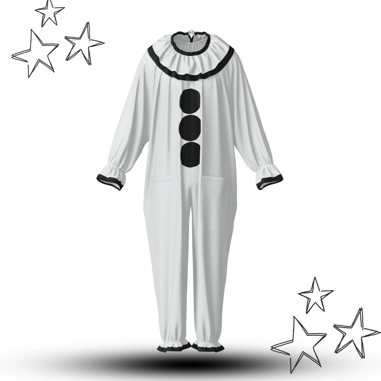 Pierrot Classique Sad Clown Suit w Ruffle Collar