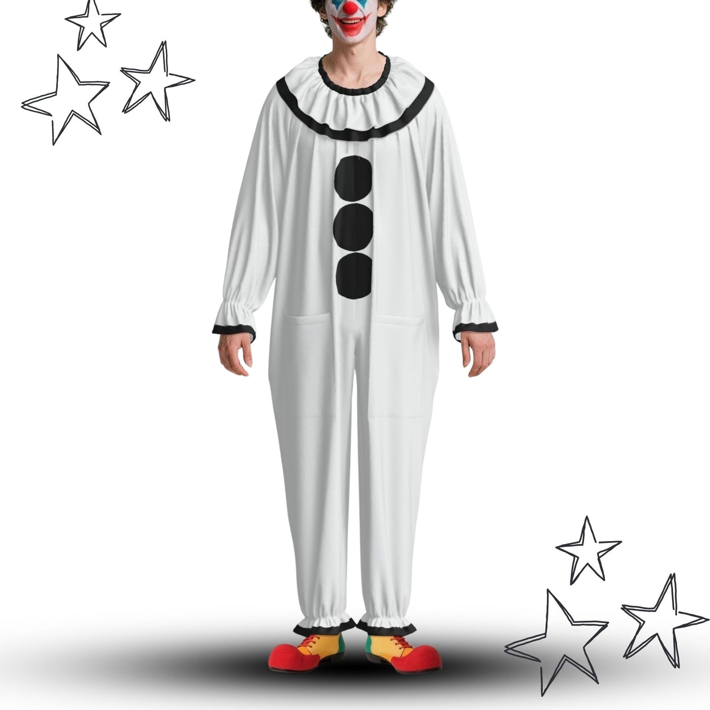 Pierrot Classique Sad Clown Suit w Ruffle Collar