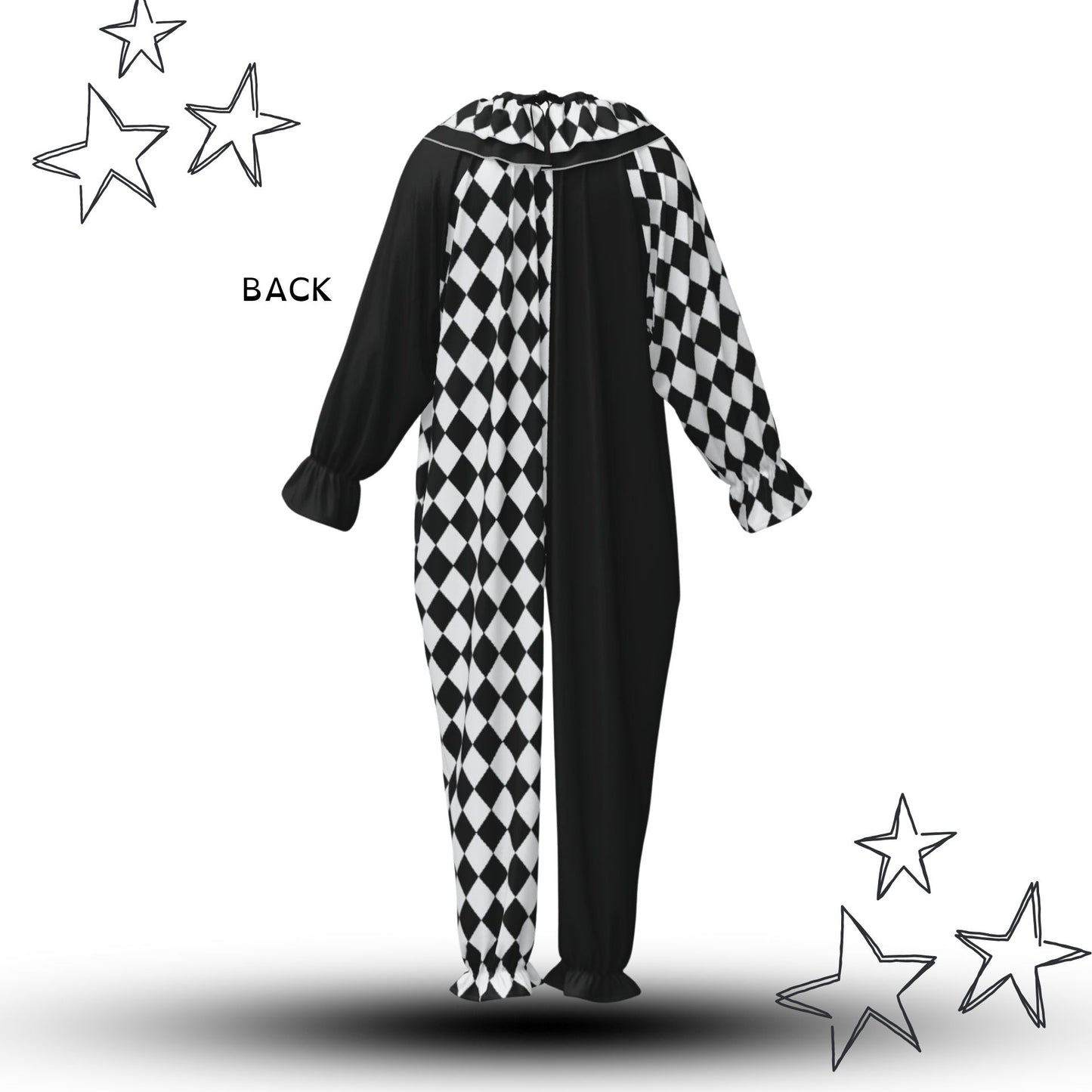 Pierrot Diamond Split Clown Suit w Ruffle Collar