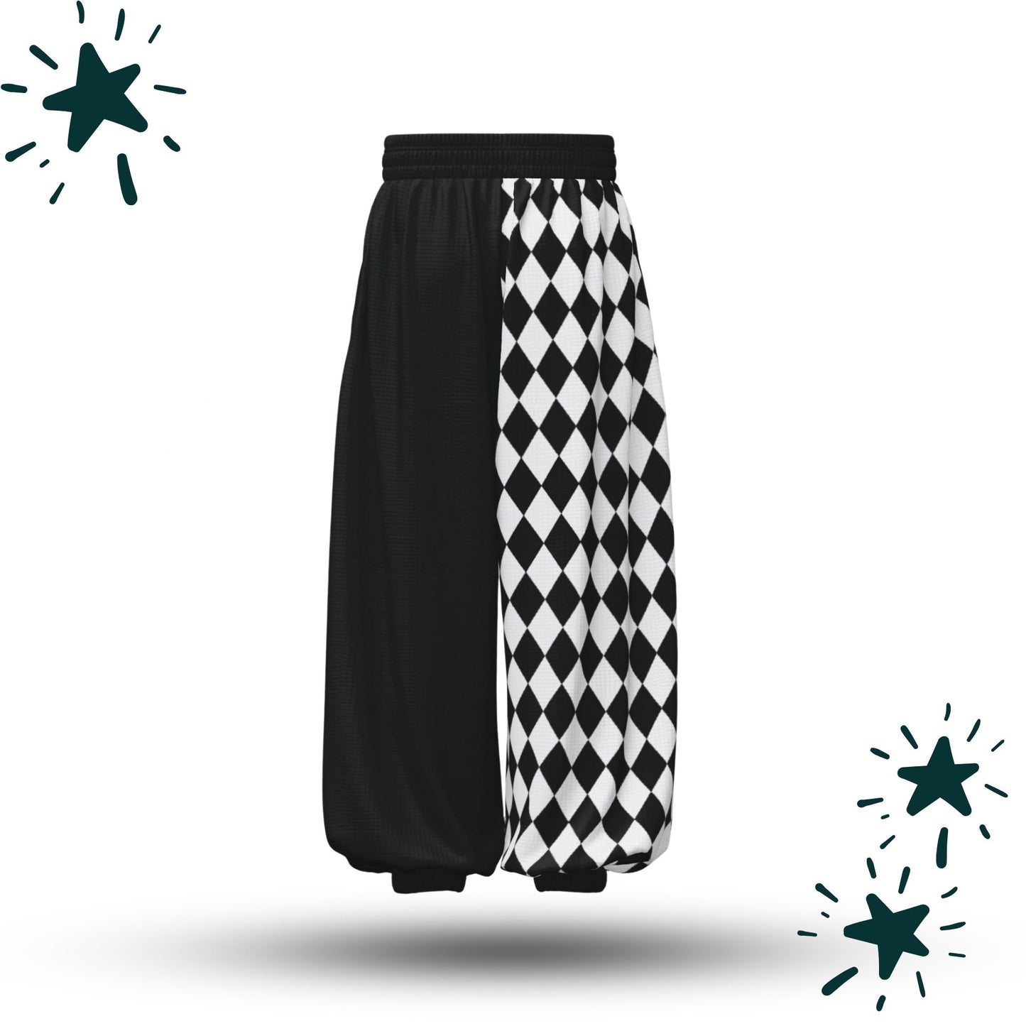 Pierrot Harlequin Half Split Jester Clown Pants