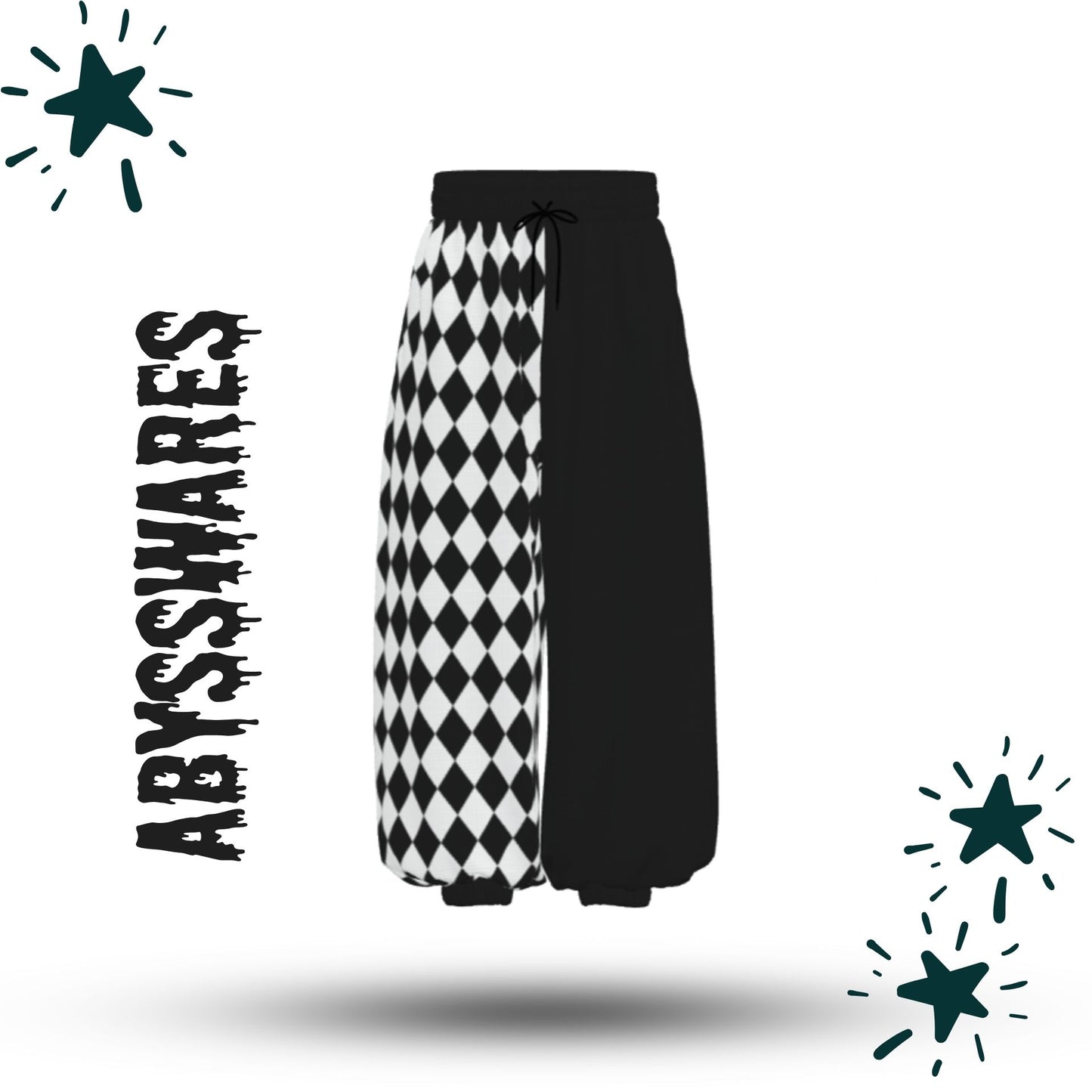 Pierrot Harlequin Half Split Jester Clown Pants