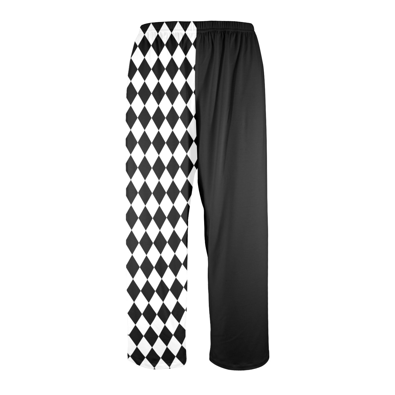 Black and white checkered pants on a white background