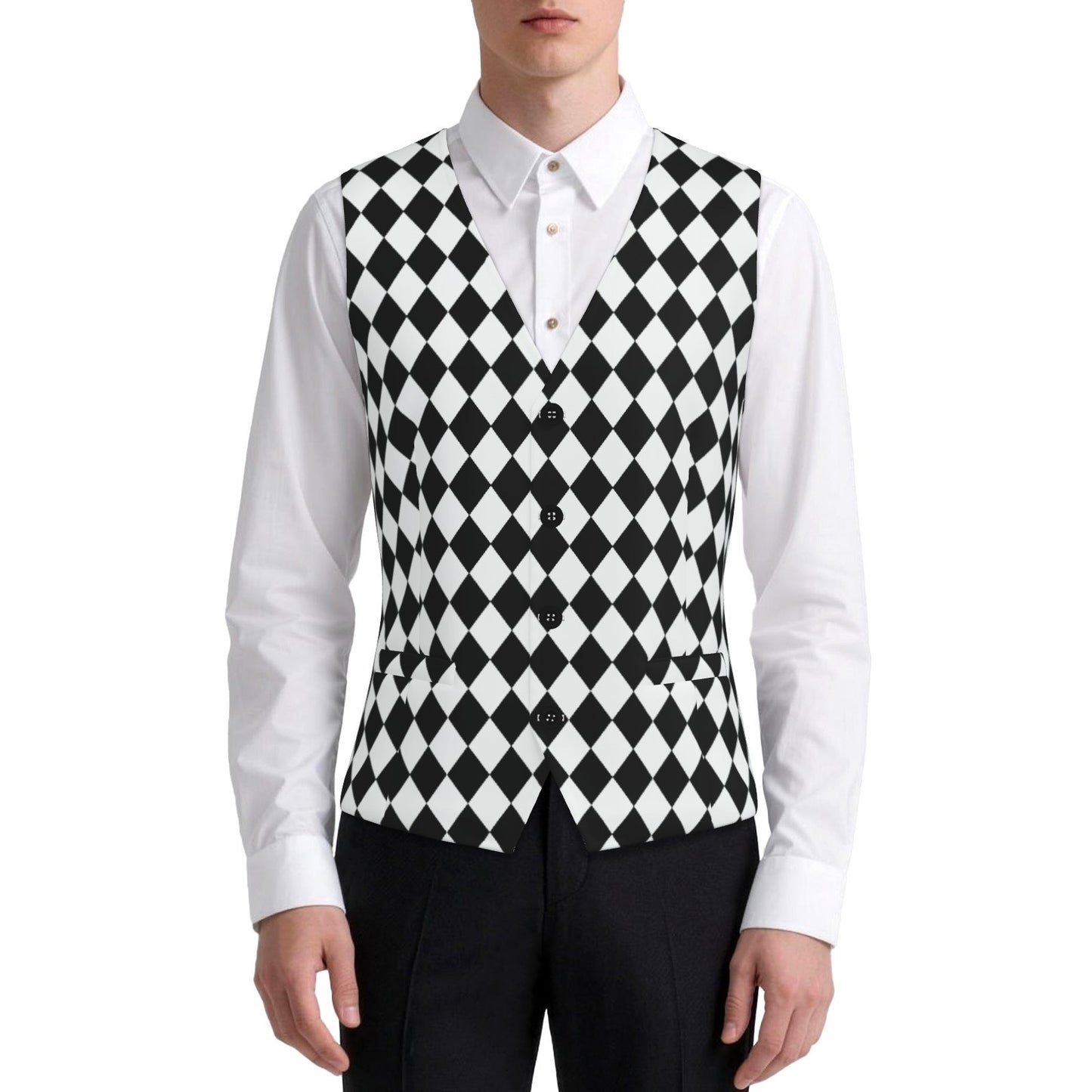 Harlequin Pierrot Jester Vest Mens Fancy Waistcoat