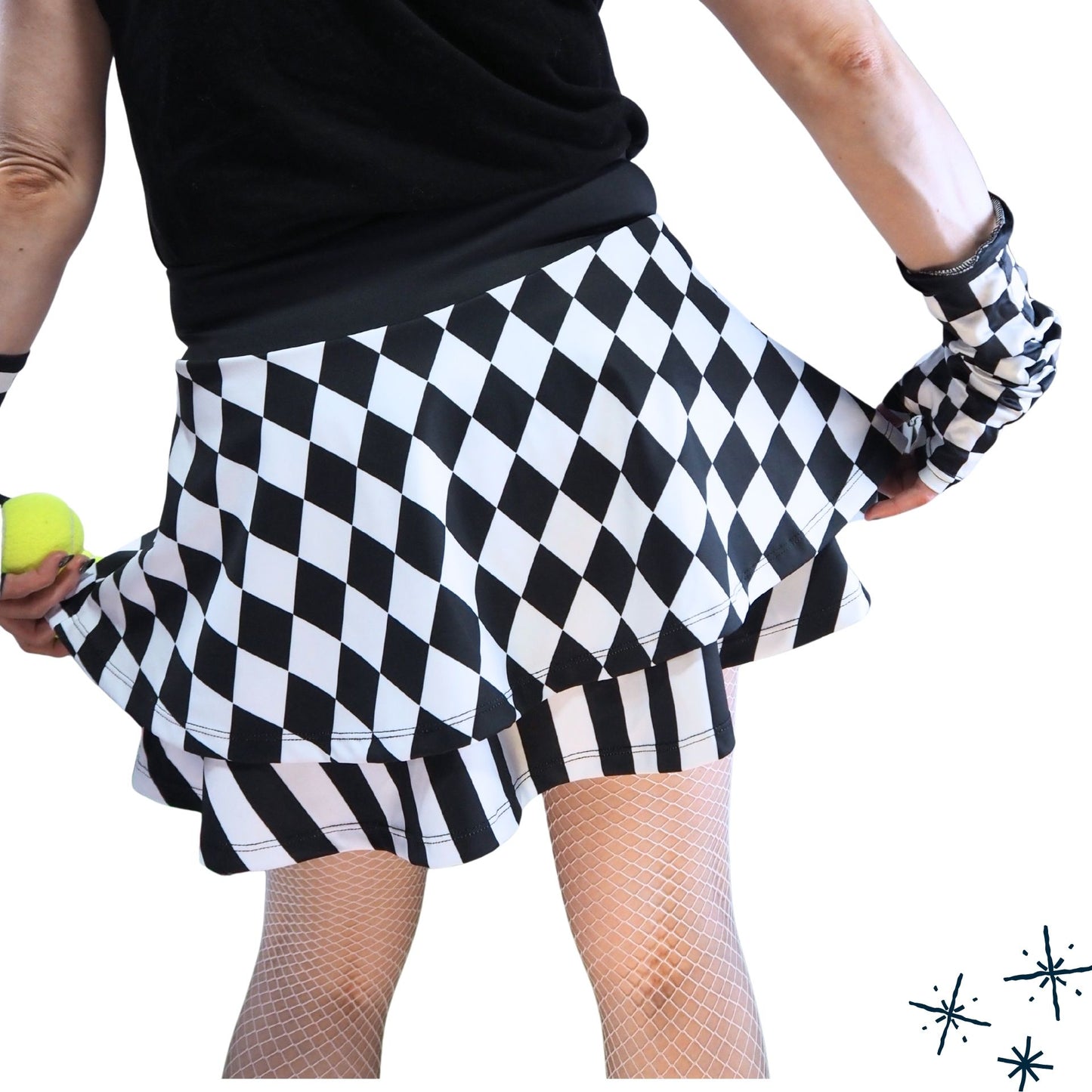 Pierrot Harlequin Ruffle Skort Tennis Skirt