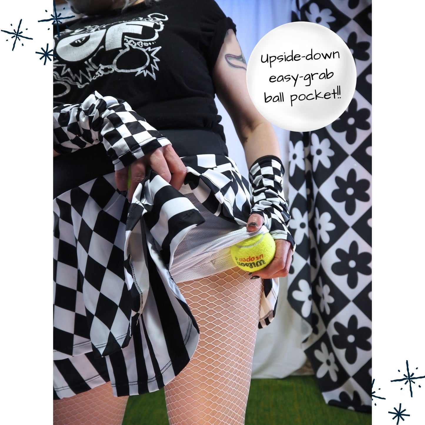 Pierrot Harlequin Ruffle Skort Tennis Skirt