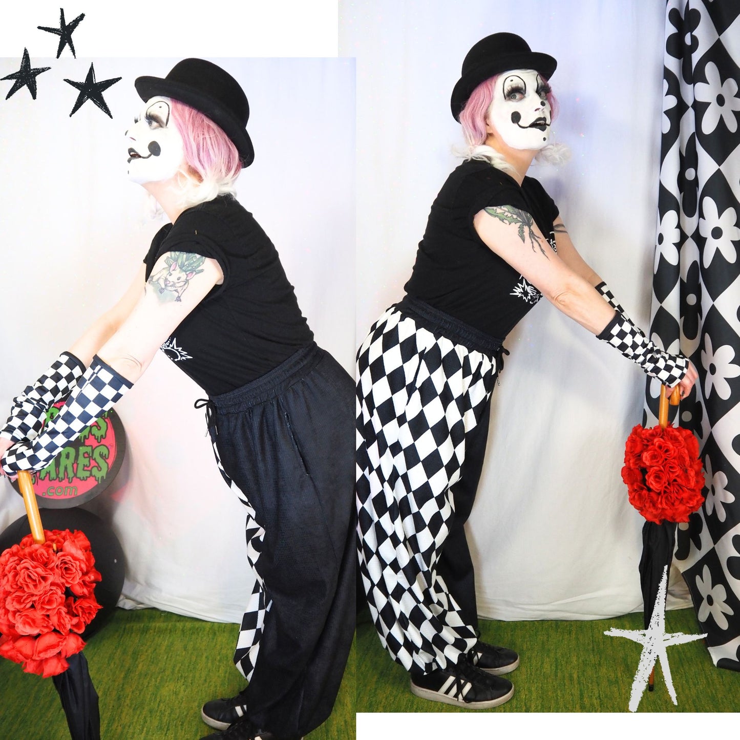 Pierrot Harlequin Split Jester Clown Pants
