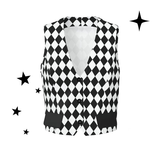 Pierrot Harlequin Womens Jester Vest Waistcoat