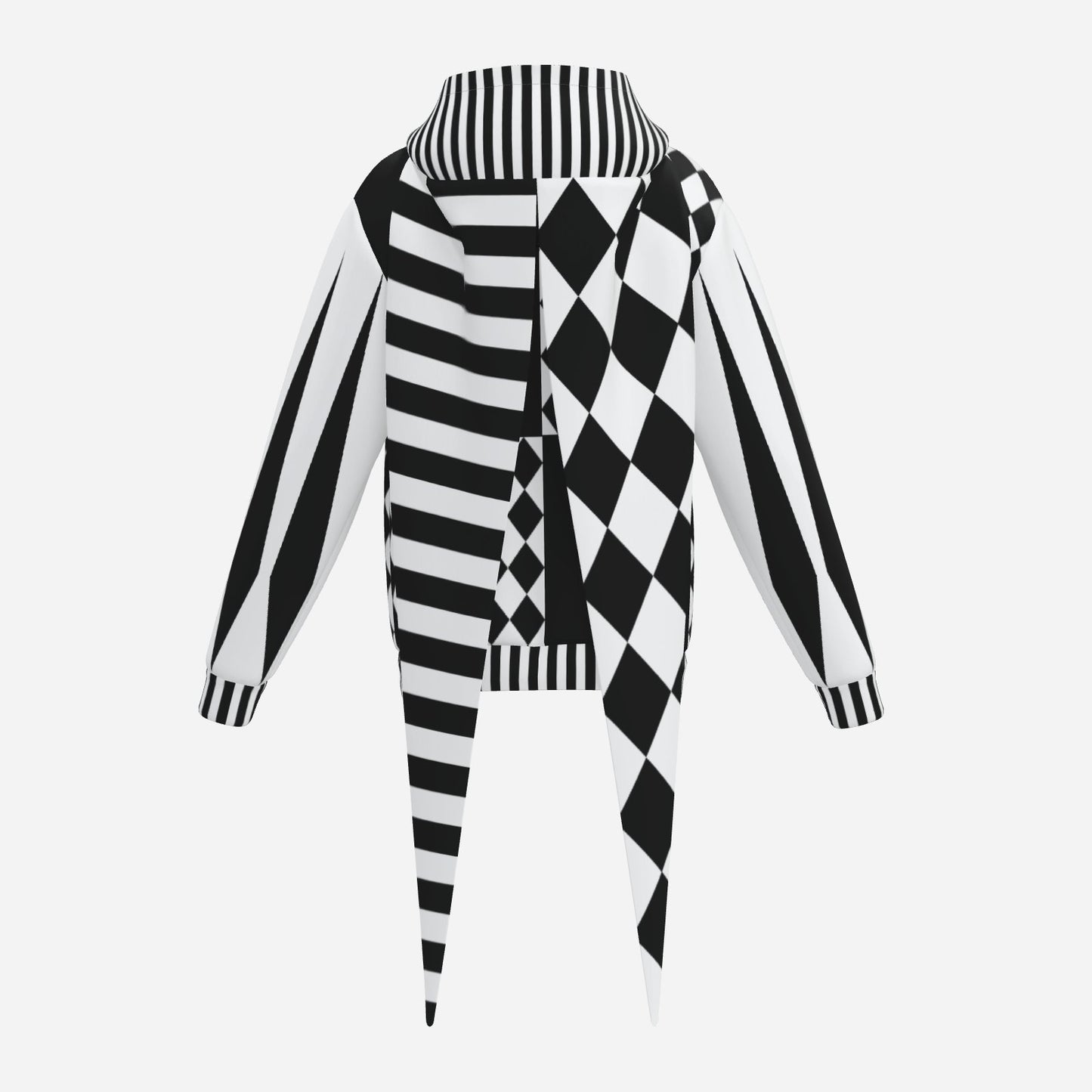 Pierrot Hearts Black & White LITE Fangtail Jester Hoodie