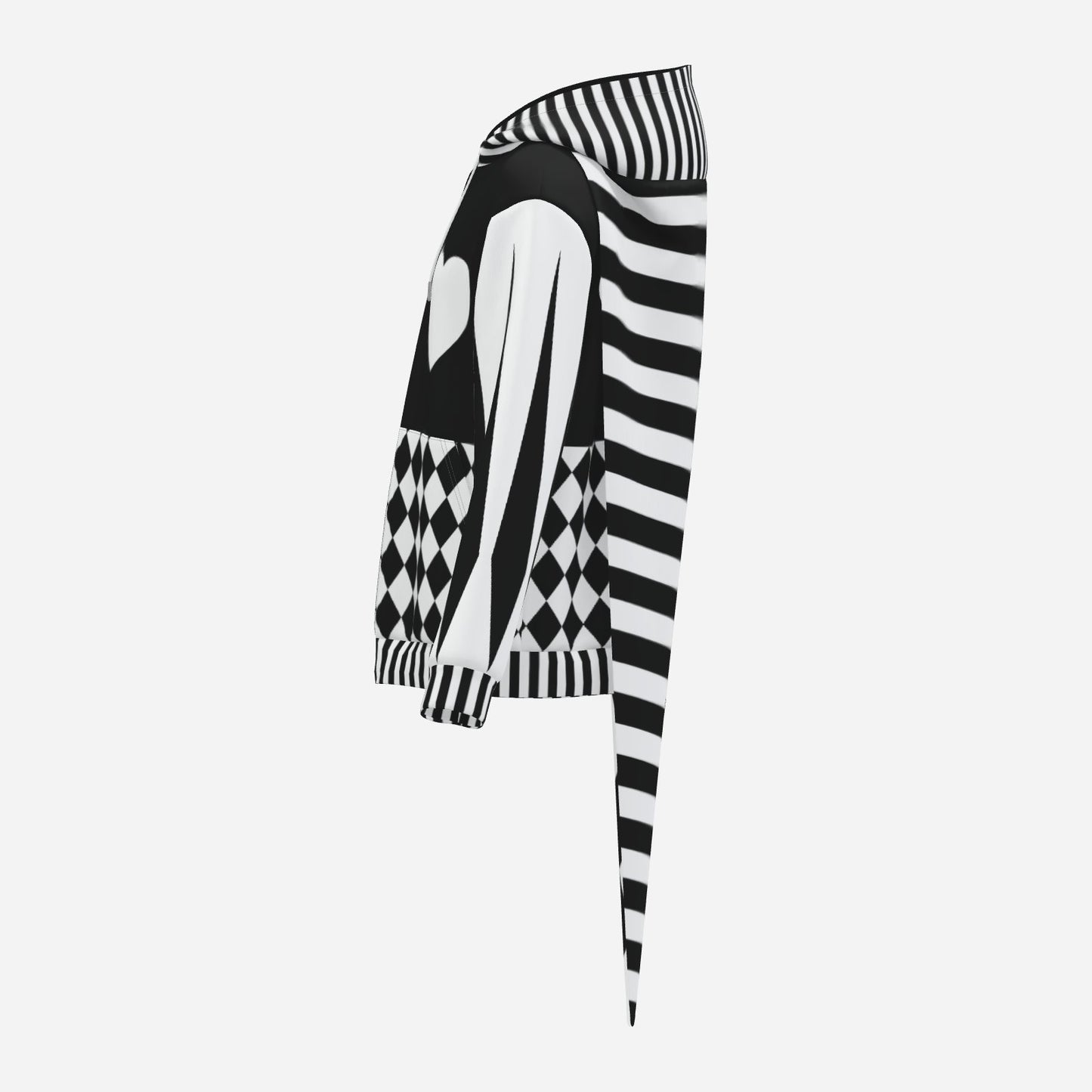 Pierrot Hearts Black & White LITE Fangtail Jester Hoodie