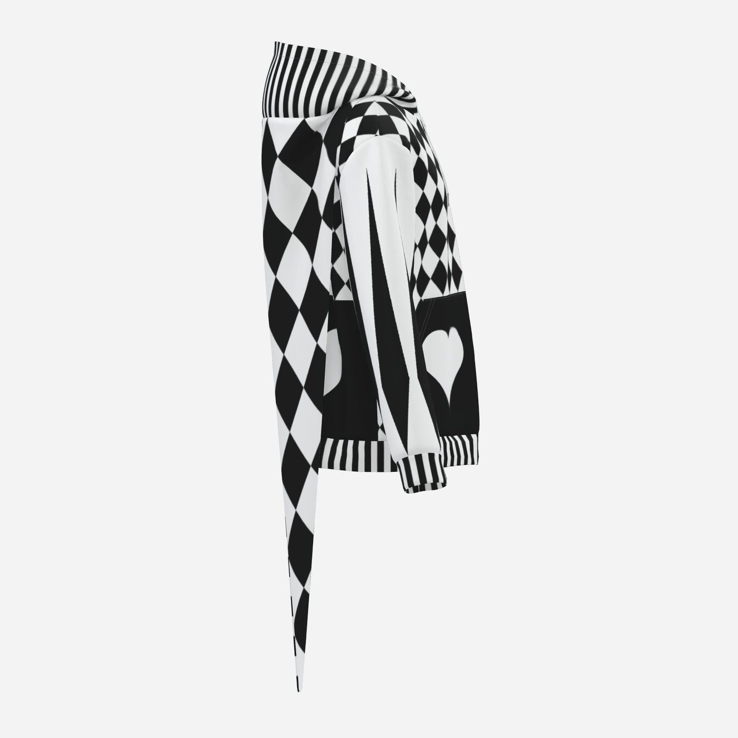 Pierrot Hearts Black & White LITE Fangtail Jester Hoodie