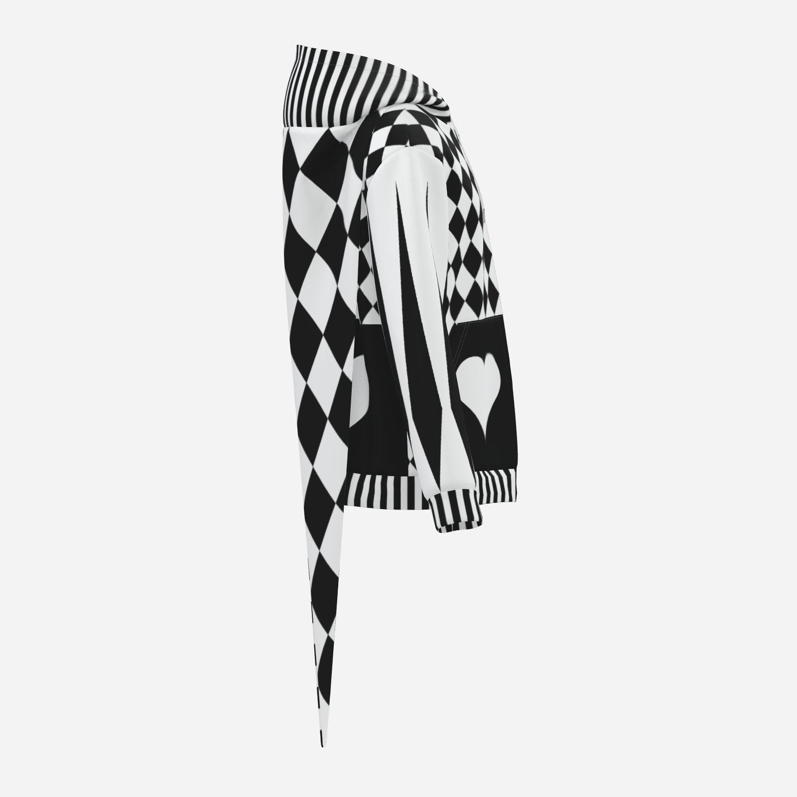 Pierrot Hearts Black & White LITE Fangtail Jester Hoodie