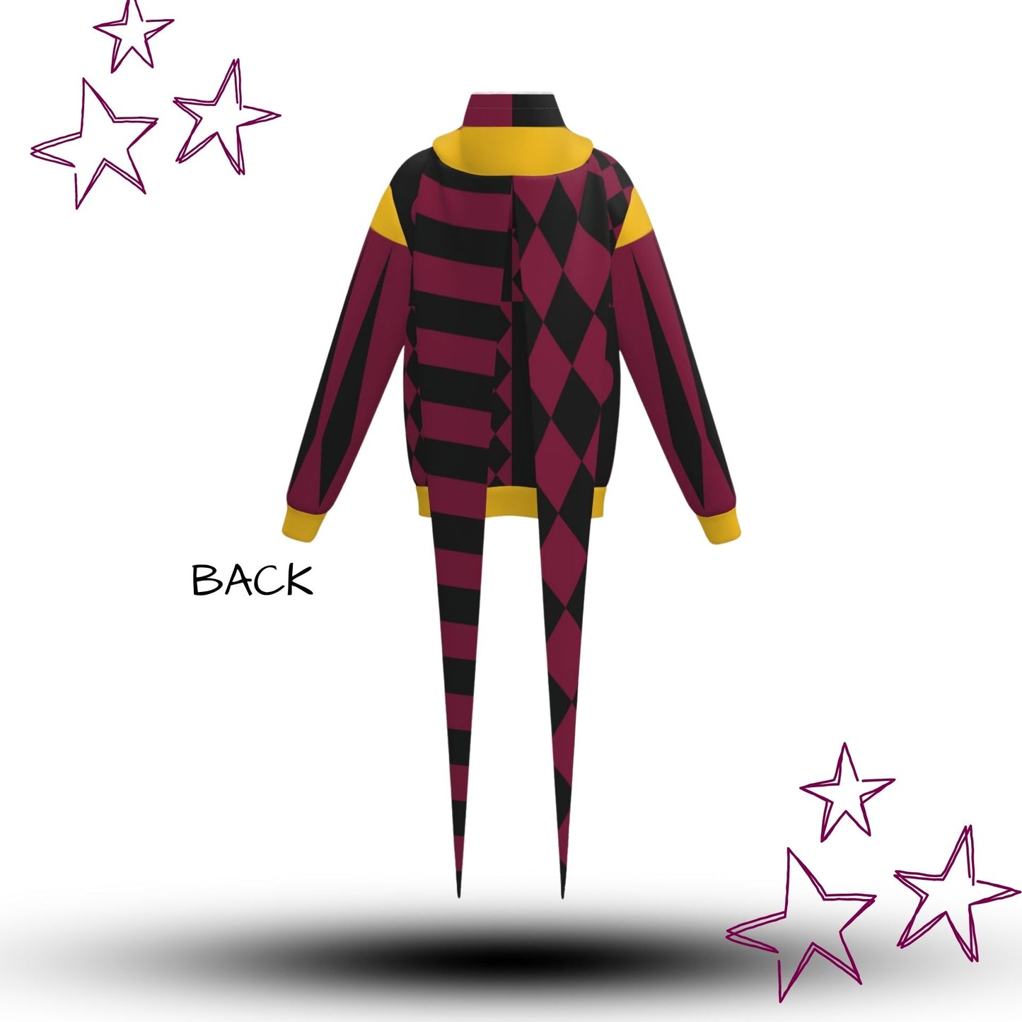 Pierrot Hearts Maroon Gold Fangtail Jester Hoodie