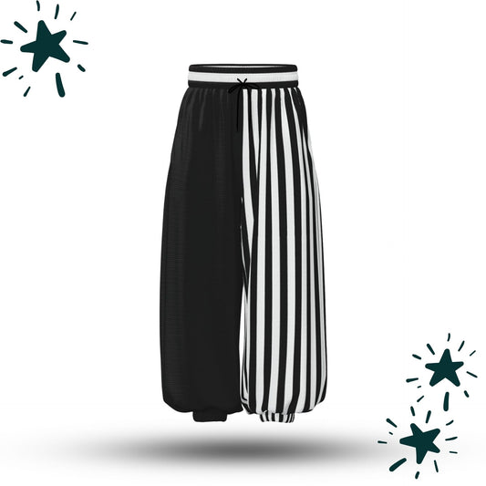 Baggy Pantaloons Pierrot Jester Split Stripe Clown Pants